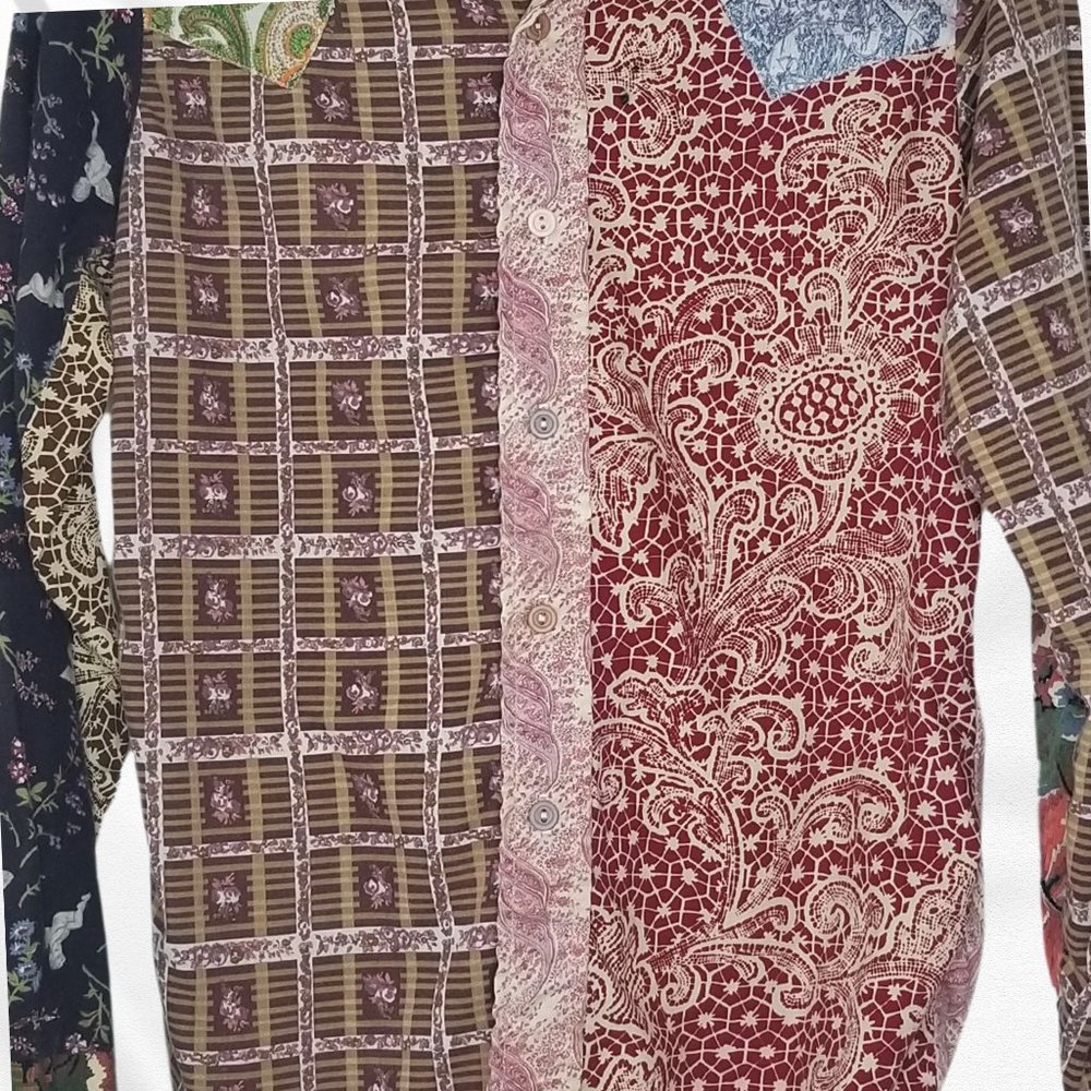 RARE Vintage Kennington Funky & Groovy Threads Patchwork Button-Up, Size 16 - Picture 4 of 5